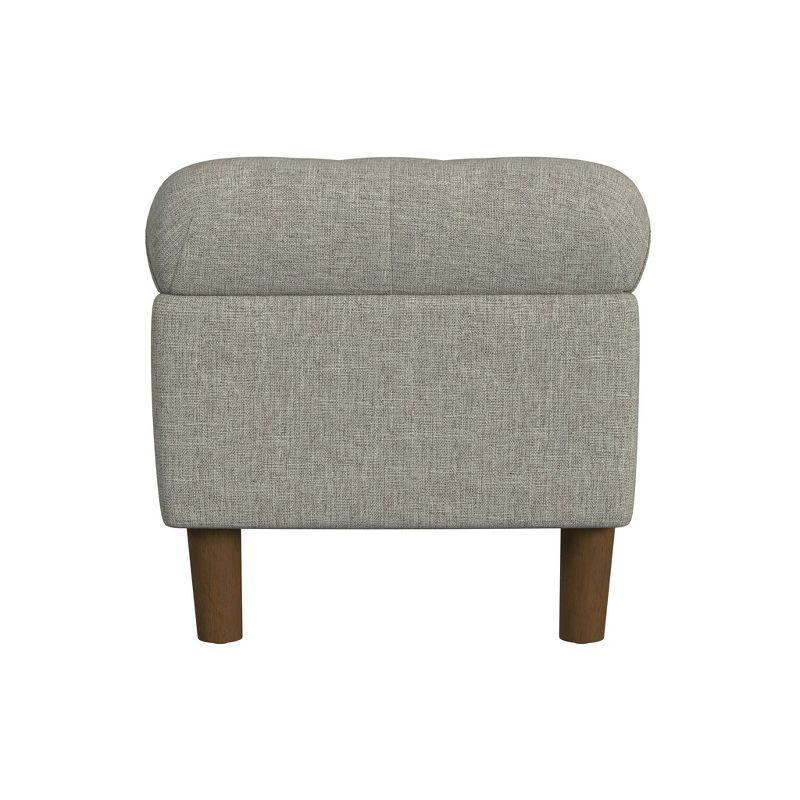 Button Tufted Storage Bench with Cone Wood Legs Gray - HomePop, 4 of 10