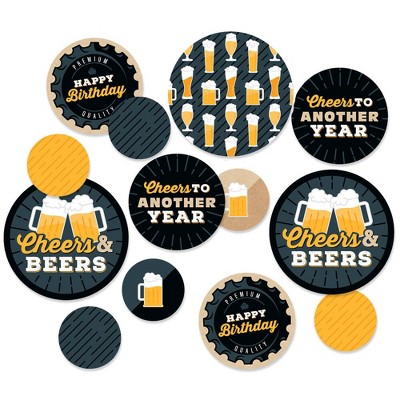 Big Dot of Happiness Cheers and Beers Happy Birthday - Birthday Party Giant Circle Confetti - Party Decorations - Large Confetti 27 Count