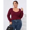 Womens Plus Size Knit Tops Long Sleeve Sweetheart Neck Sweaters Casual Tunic Tops - 4 of 4