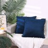 Unique Bargains Farmhouse Bedroom Decorative Velvet Pompoms Fringe Throw Pillow Covers 2 Pcs - 2 of 4