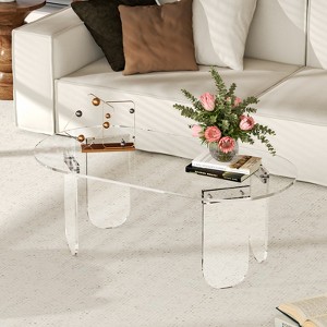 Artloge Clear Acrylic Coffee Table Living Room Accent Table with 4 Legs for Lounger Room - 1 of 4