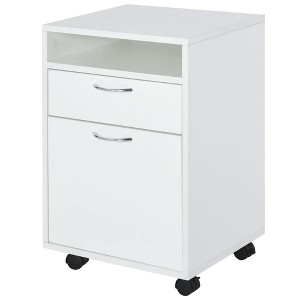 Resenkos Filing Stroage Cabinets,File Stroage Cabinet, Mobile Storage Cabinet Organizer with Drawer and Cabinet, Printer Stand with Castors, White - 1 of 4