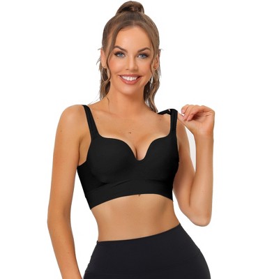 Allegra K Women's Push Up Minimizer Bralette Full Coverage Mesh Wirefree Tank  Top Bras Black Small : Target