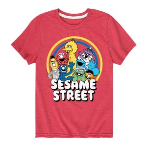 Boys' - Sesame Street - Sesame Group Rainbow Short Sleeve Graphic T-Shirt - 1 of 4