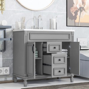 ALEXOUN 36" Bathroom Vanity with Sink Combo,Freestanding Wooden Bathroom Storage Vanity with 2 Drawers & 2 Soft-Closing Doors - 1 of 4