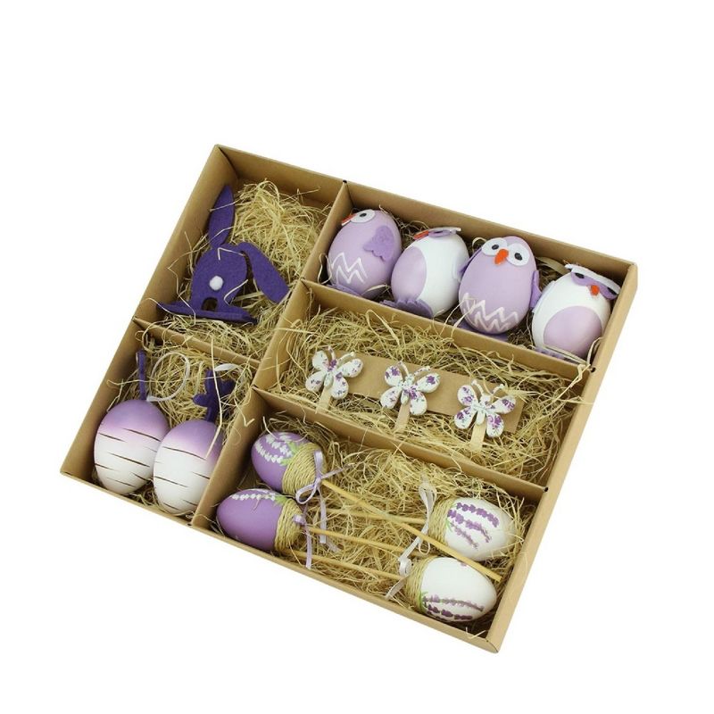 Northlight 14ct Easter Egg, Chicken and Bunny Spring Decorations - Purple/White, 2 of 4