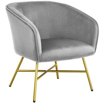 Yaheetech Velvet Upholstered Accent Chair with Backrest Armrest for Living Room