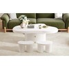 NicBex Set of 3 Cloud-Shaped Coffee Table with Dual Hidden Drawers + 2 Small Stools, Modern Center Table Living Room Set - 3 of 4