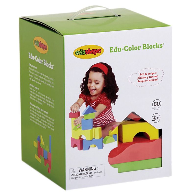 edushape® Edu-Color Building Blocks, Assorted Colors & Shapes, 80 Pieces, 1 of 3