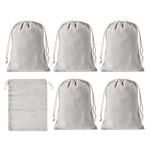 Unique Bargains Cotton Linen Bank Coin Change Bag with Drawstring 6 Pcs - 1 of 4