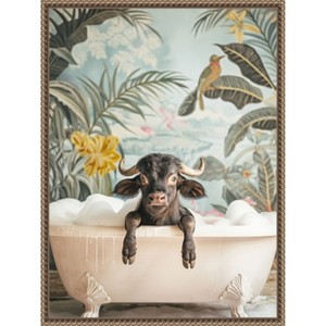 Amanti Art Tropical Buffalo Bath by Niky Rahner Framed Canvas Wall Art - 1 of 4