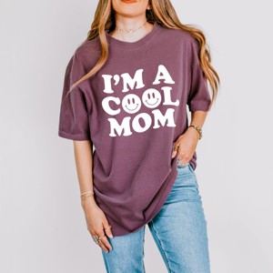 Simply Sage Market I'm A Cool Mom Smiley Face Garment Dyed Tee - 1 of 4