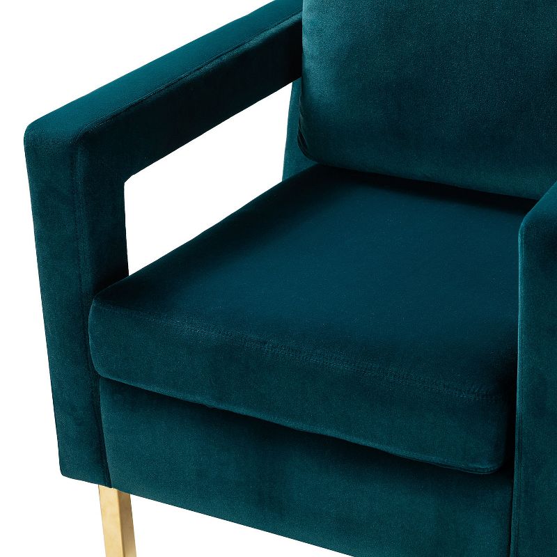 Pene Velvet Accent Armchair with Golden Metal Base and square open-framed arm | Karat Home, 6 of 12