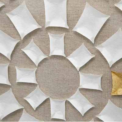 35" Square White and Gold Abstract Mandala Wall Art