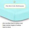 BreathableBaby All-in-One Fitted Sheet & Waterproof Cover, For 38" x 24" Mini Crib Mattress (2-Pack), Aqua - 2 of 4