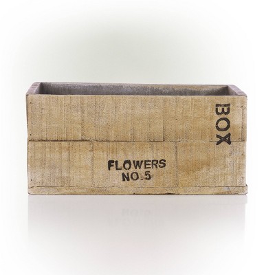 Rustic Beige Cement Rectangular Flower Box Planter, 11" x 5"