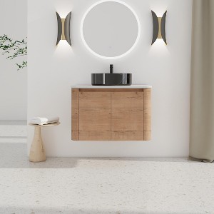 GDFStudio Ford Wall-Mounted Bathroom Vanity With Ceramic Round Sink - 1 of 4