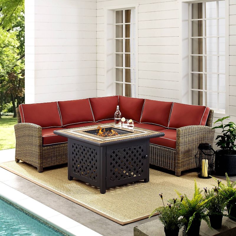 Bradenton 4pc Outdoor Wicker Sectional Set with Fire Table - Crosley
, 5 of 12