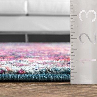 Multi Abstract Synthetic 6'7" x 9' Non-Slip Area Rug