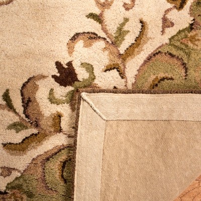 Beige and Green Hand-Tufted Wool Area Rug