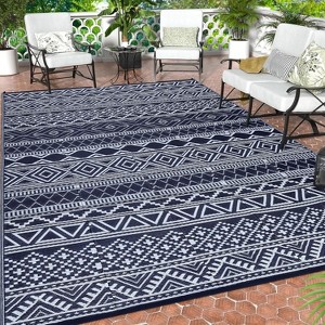 Plastic Outdoor Rugs, Waterproof Bohemia Straw Rug Reversible Outside Carpet for Patio Deck Porch Backyard Camping - 1 of 4