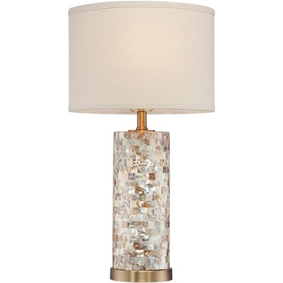 Mother of Pearl and Linen Coastal Table Lamp Set