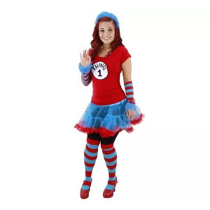 Dr. Seuss Thing 1 & 2 Tutu Dress Costume Adult - 1 of 4