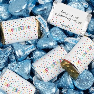 Birthday Candy Party Favors Hershey's Miniatures and Kisses - Colorful Dots - 1 of 1