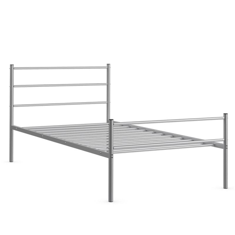 Tangkula Twin Size Bed Frame Platform Mattress Foundation with Headboard & Footboard Black/Silver, 3 of 6