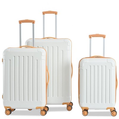 Suitcase Set 3 Piece for Women,Hardshell Suitcase Set Vintage Pink Travel Luggage set for Women and Men TSA Lock Double Spinner Wheels Vintage White
