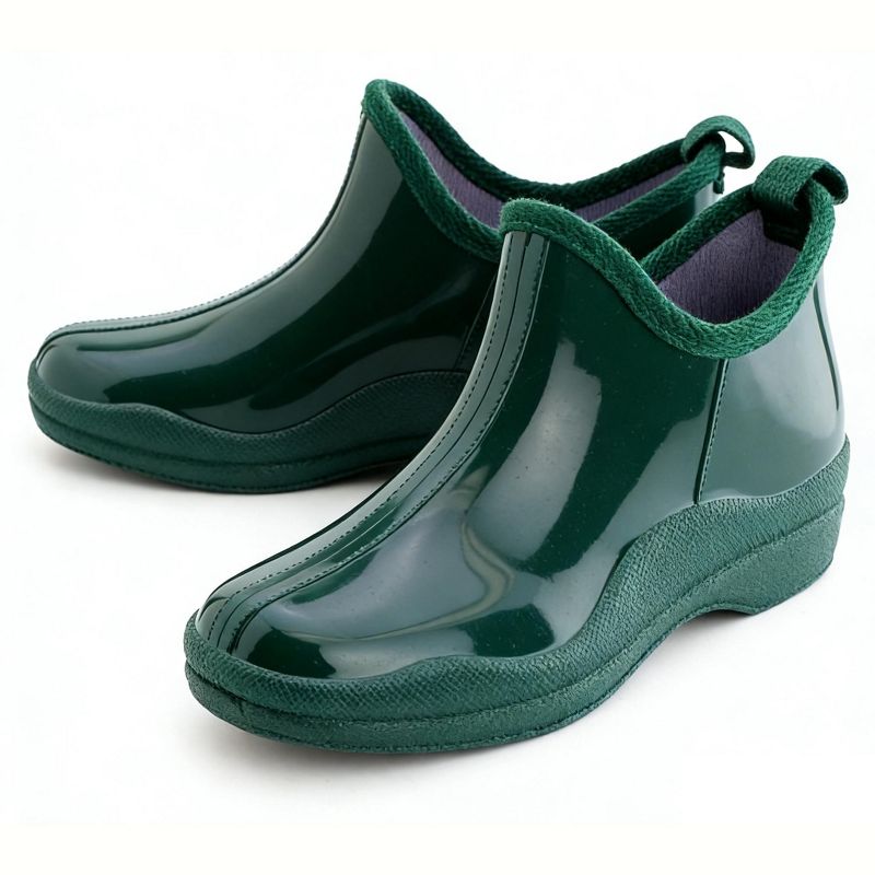 Women's Short Rain Boots Garden Ankle Shoes Fashion Rainboots, Green-5