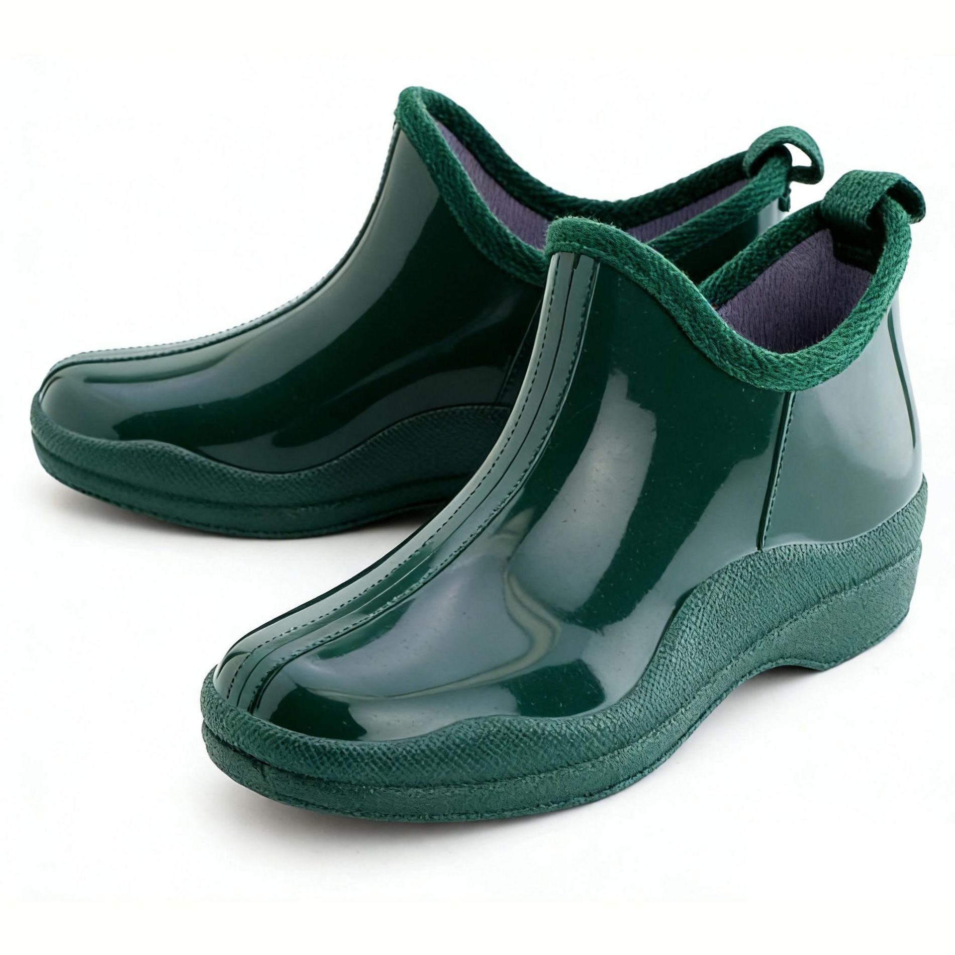 Women's Short Rain Boots Green Garden Ankle Shoes Fashion Rainboots