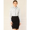 Allegra K Women's Printed Long Sleeve Piped Button Down Office Shirt - 3 of 4
