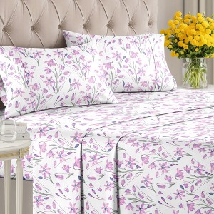 Luxuriously Soft 4-Piece Floral Sheet Set - Wrinkle-Resistant, Printed Pattern - CGK Linens - 1 of 4