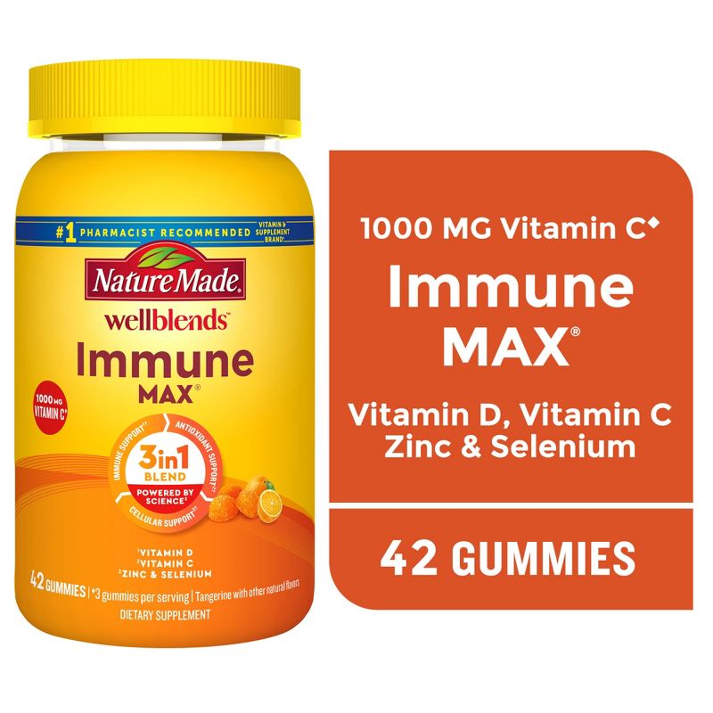Nature Made Wellblends ImmuneMAX Gummies with Vitamin C, Zinc and Vitamin D3 - Tangerine Flavor - 42ct, 5 of 15