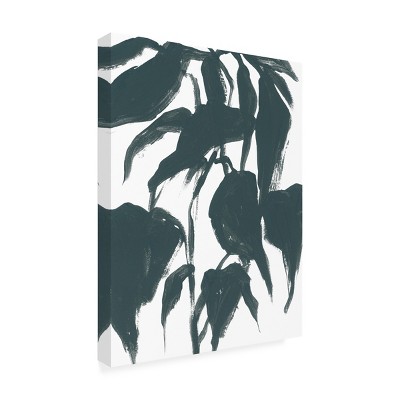 Modern Black Ink Brush Strokes on White Canvas Art, 18 x 24