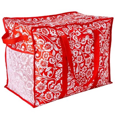 The Lakeside Collection Festive Jumbo Storage Bag - Red Floral