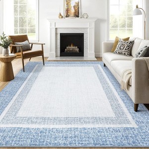 Machine Washable Carpet, Non-Slip And Non-Linting, Large Indoor Carpet, Modern Border Low Pile Foldable Carpet, Bedroom, Living Room, Kids Room - 1 of 4