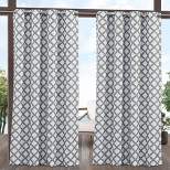 Set of 2 120"x54" Bamboo Trellis Indoor/Outdoor Light Filtering Grommet Top Curtain Panel Gray/White - Exclusive Home