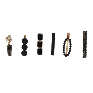 Unique Bargains Women's Fashion Grace Hair Clips Gold Tone Black 6 Pcs - 1 of 3