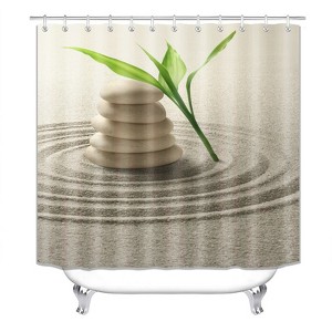 Basalt Stones And Leaves Shower Curtains for Bathroom Waterproof Fabric Bath Curtain Durable Soft Stylish Bathroom Decor 72x72 Inch - 1 of 1