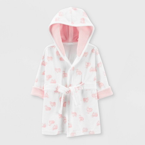 Baby Girls Robe Pink Hooded Dressing Gown Cute Soft Fleece Nightwear Bath  Robes