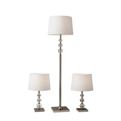 3pk Olivia Bonus Lamp Set Brushed Steel - Adesso