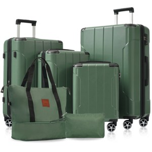 FURNIinspire Bag And Luggage Sets Hard Shell Luggage Set 6 Piece Suitcase Set, Expandable Lightweight Suitcases with Wheels, Green, 11.6"*18.5"*29.5" - 1 of 4