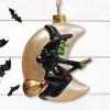 Witch and Crescent Moon Glass Christmas Ornament, Halloween Gift| OrnamentallyYou - 2 of 4