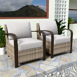 EAGLE PEAK Coastal Vista Patio Chair with Cushions, Outdoor Ratten Wicker Lounge Chair with Deep Seating - 1 of 4