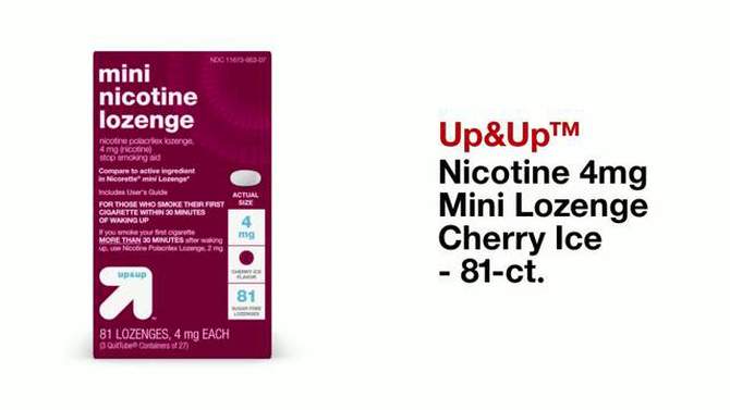 Nicotine 4mg Mini Lozenge - Cherry Ice - 81ct - up &#38; up&#8482;, 2 of 10, play video