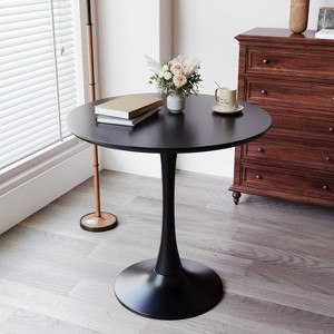 Round Dining Table, Tulip Table Kitchen Dining Table 2-4 People with MDF Table Top & Pedestal Base - 1 of 4