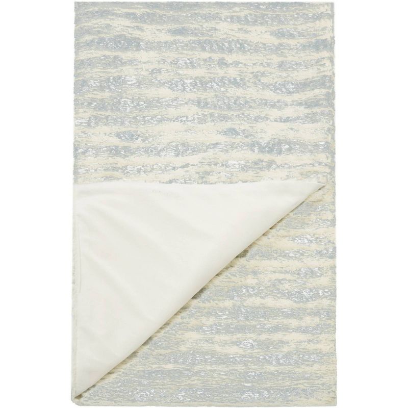 50&#34;x60&#34; Foil Striped Faux Fur Throw Blanket Ivory/Silver - Mina Victory, 2 of 3