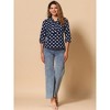 INSPIRE CHIC Women's Ruffle Shoulder Polka Dots Elastic Cuff 3/4 Sleeves Bow Tie Neck Blouse - 3 of 4